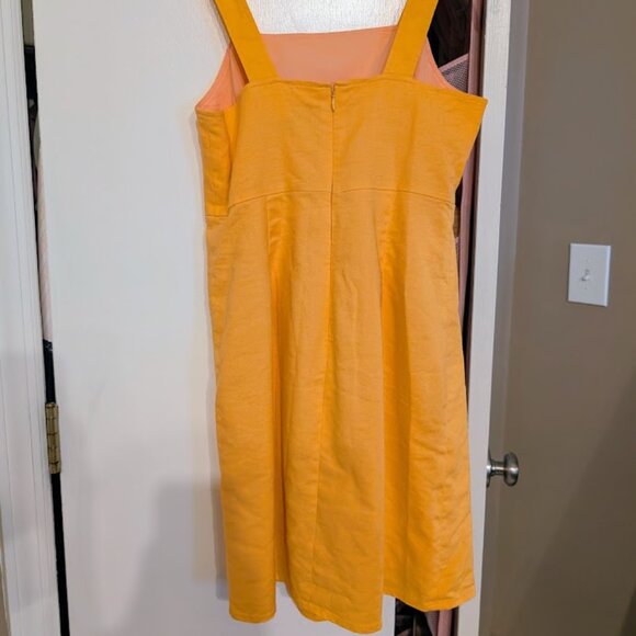 J. Crew Squareneck A-line Stretch Linen Blend Summer Dress Coastal Sunset 2 EUC - Picture 7 of 10